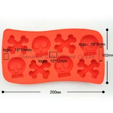 10 шт./лот череп формы силиконовые формы Пособия по кулинарии Инструменты печенья формы льда Ice Лотки Инструменты для мороженого лоток для льда