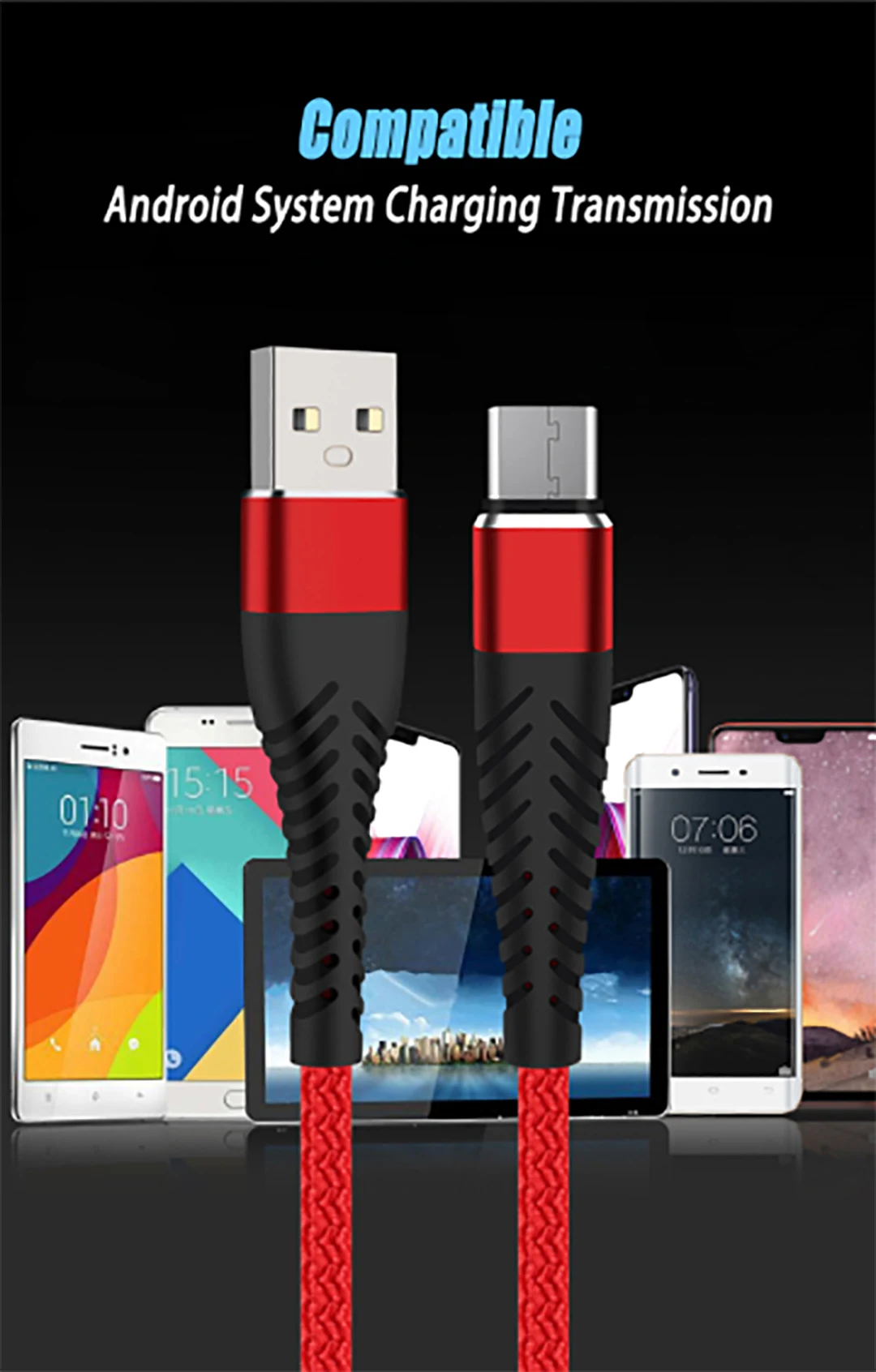 25cm Fast Charging 2.4A Micro USB Cable Chargeur For iPhone Android Type C Charger Cables Data Sync Wire Cord For Samsung Huawei usb c 5v 3a