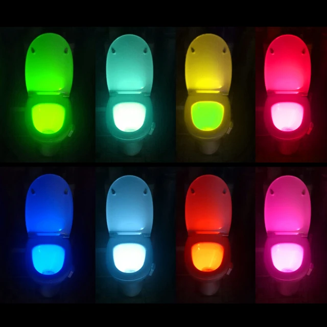 Lampe LED intelligente avec capteur de mouvement PIR, étanche, lumière de  nuit, pour salle de bain, WC, siège, cuvette, 8 couleurs - AliExpress