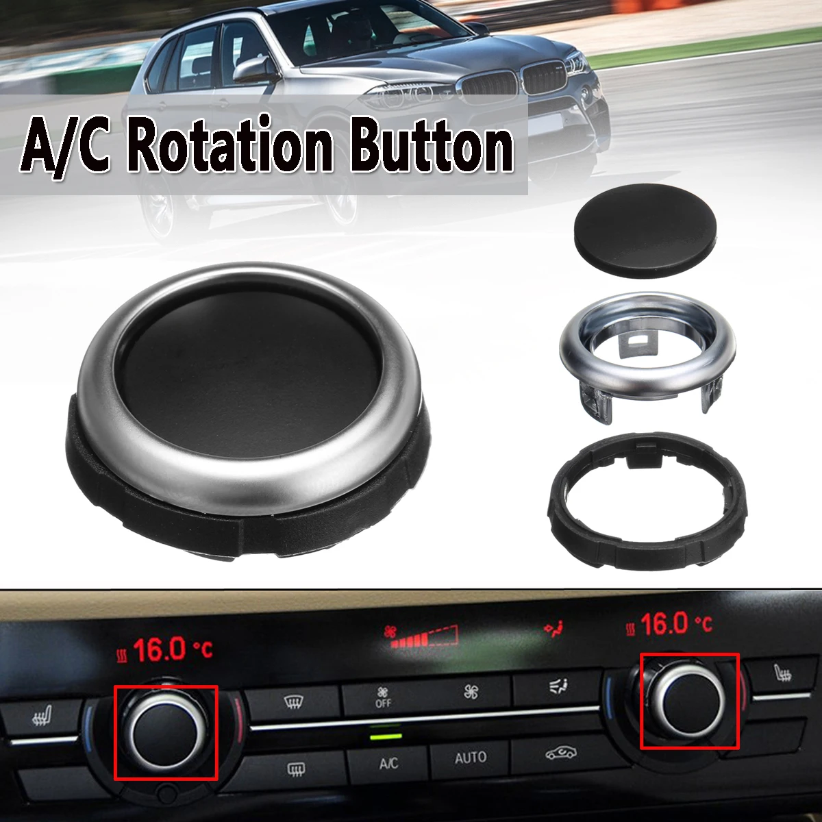 

Car Air Condition Rotation Rotary Control Button Konb For BMW 5 6 7 Series X5 X6 F10 F01 F15 F16 Black Temperature Adjustment