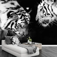 Beibehang пользовательские обои черный и белый тигр ТВ фон стены животных современный минималистский гостиная спальня 3d обои