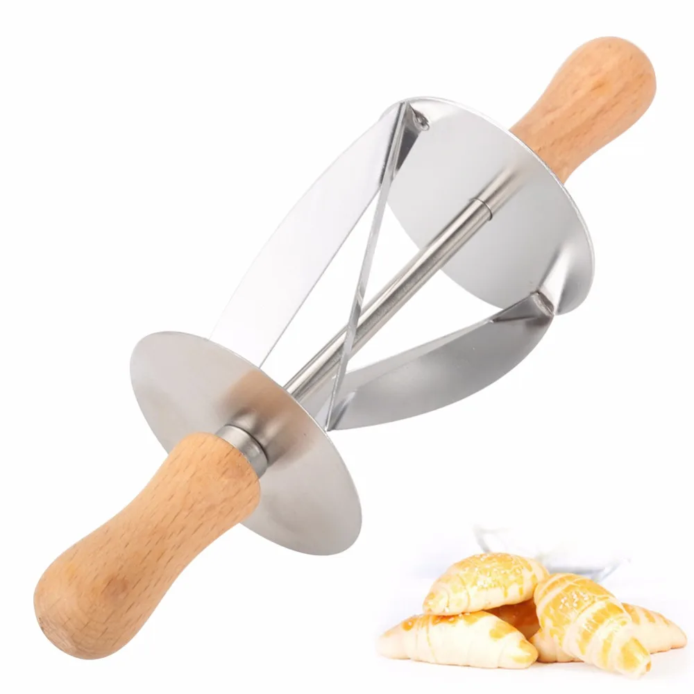 

New Croissant Cutter Small Bread Pastry Cutter Wheel Rolling Wooden Handle Pastry Kitchen Knife Baking Accessories