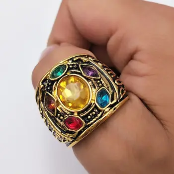 Rękawica nieskończoności pierścień Cosplay pierścionki metalowe ze stopu Crystal Prop tanie i dobre opinie CN (pochodzenie) Broń Armor Unisex kostiumy Thanos