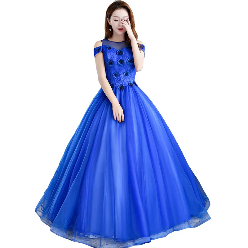 Атласные платья Quinceanera Королевского синего цвета с аппликацией и бисером милые 16