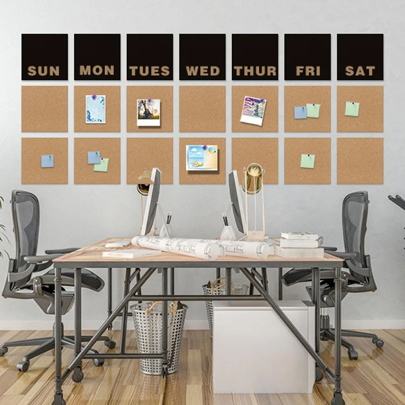

21pcs/set Weekly Planer Calendars Wall Sticker Decoration Cork Wood Phellem Wall Planer Office School Home Decoration Pins Board