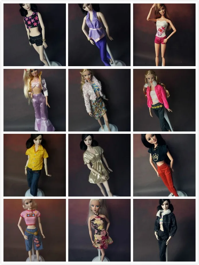 10 шт./партия Костюмы наборы для куклы Барби Одежда повседневные платья костюмы для Барби 1/6 игрушки случайно Палочки