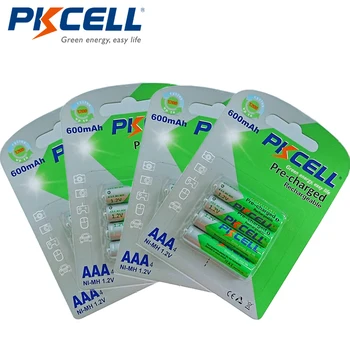 

16Pcs/4Pack PKCELL 1.2V AAA NIMH LSD Rechargeable Battery in 600mah capacity aaa Batteries With 1200 Cycles