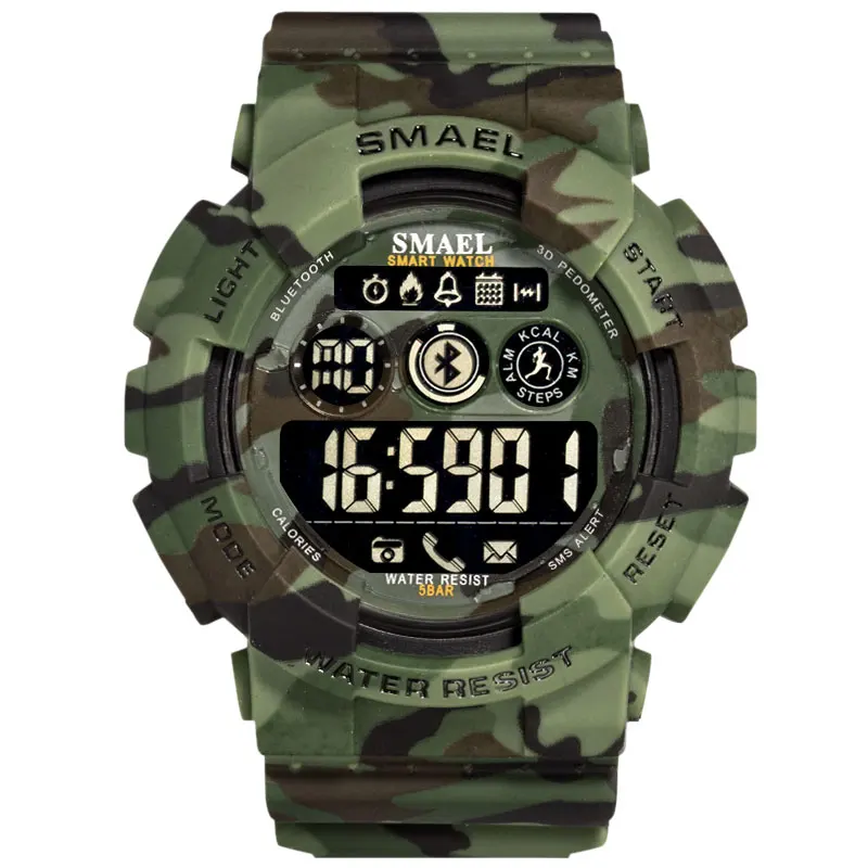 Военные цифровые мужские часы SMAEL новые модные часы цифровой светодиодный 50 м водонепроницаемые армейские часы спортивные 8013 CamoWatch для мужчин - Цвет: ArmyGreenCamo