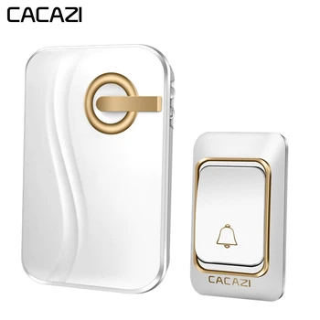 

CACAZI Wireless Doorbell DC battery-operated Waterproof 1 Button 1 Receiver 200M Range Smart Home Cordless door bell chime