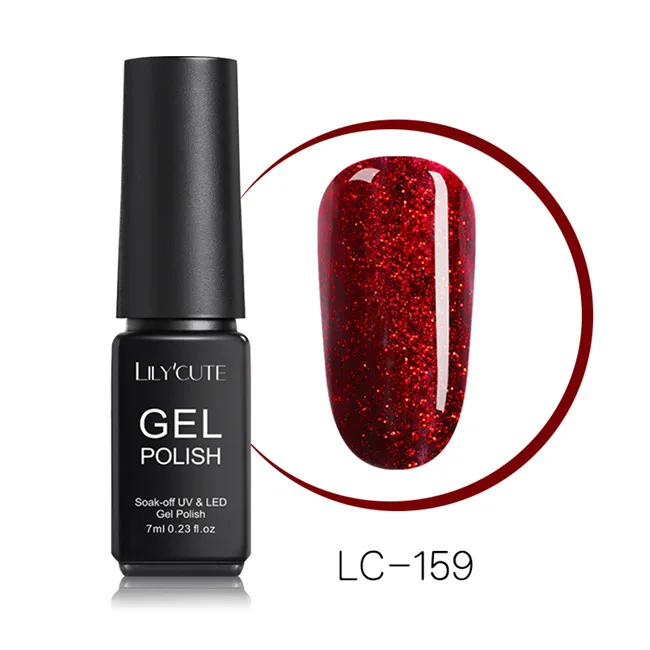 LC-159 LILYCUTE 7ml Nude Glitter Gel Nail Polish Shimmer Pink Purple Soak Off UV LED Gel Polish Varnish Nail Art Lacquer - Цвет: LC-159