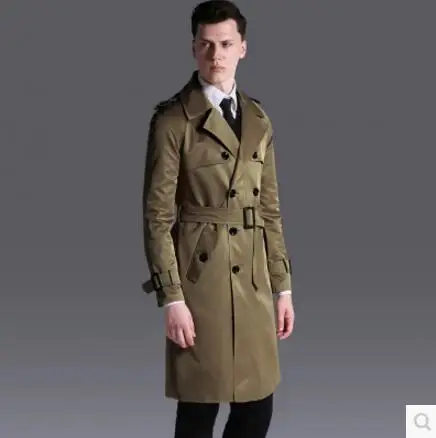 S-6XL 2017 New Men's clothing loose fashion trench long design casual double-breasted plus size overcoat spring autumn outerwear