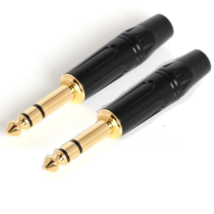 

20Pcs/lot new design 1/4" Stereo plug audio connector 6.35MM Black male JACK Guitar CONNECTOR