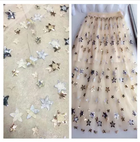

Star sequins cloth mesh embroidery sequins cloth dress dress fabric CA55