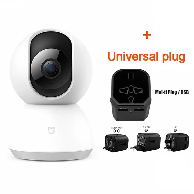 With Universal Plug Обновленная версия смарт-камеры Xiao mi jia, веб-камера 1080 P, Wi-Fi, панорамирование, ночное видение, угол обзора 360, видео mi камера, вид, Радионяня - Цветной: With Universal Plug