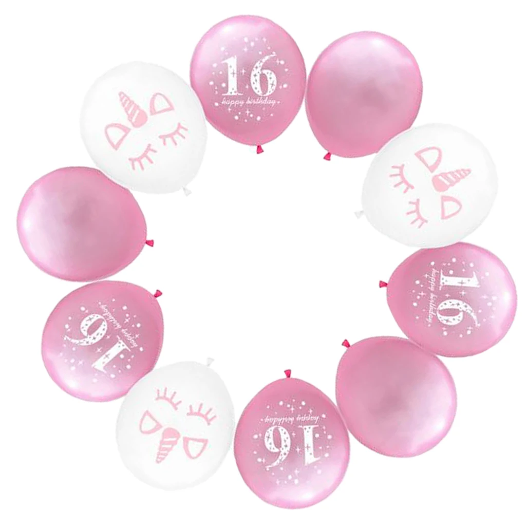 10 Pieces 16th Birthday Latex Balloons for Birthday Party Decor 12 inch 2 One Year Old Birthday Party Decoration