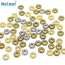 6mm 200 Pcs/lot Vintage Tibetan Silver Spacer Beads Gold Wheel pattern Bead for Bracelet Jewelry Making (Lead and Nickel Free)