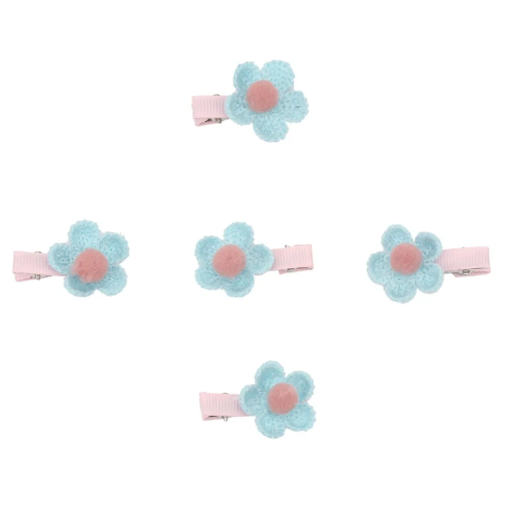 

5pcs/lot Dogs Hair Clips Cotton Yarn Made Flower Hair Clips Accessories For Small Dogs Yorkshire Shih Tzu accessoires pour chien