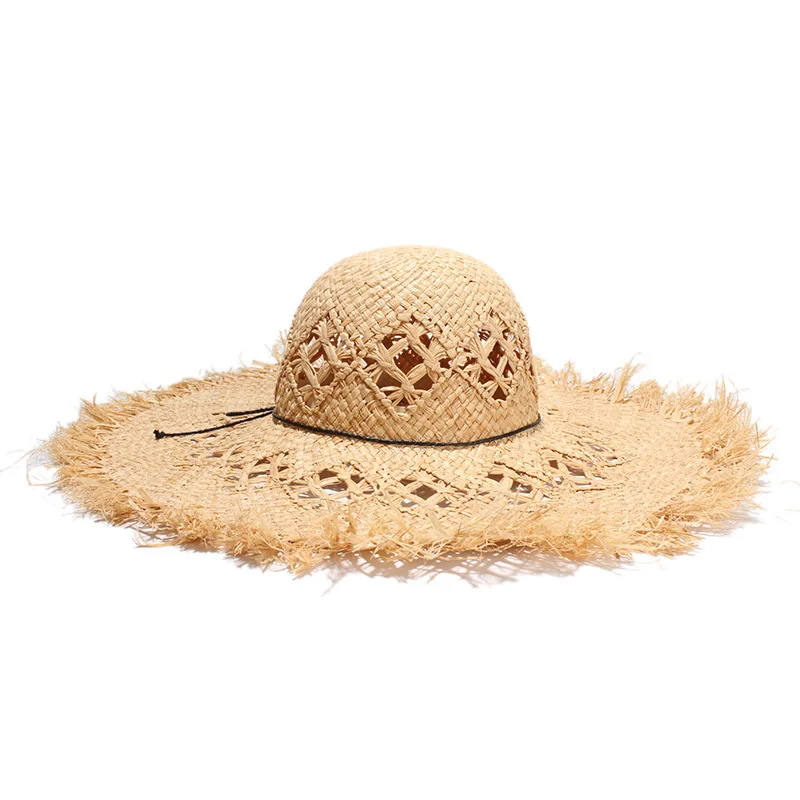 Women Large Brim Hollow Lafite Female Straw Hat Summer Ladies Sunshade Beach Cap Fashion Casual Floppy Sun Hats Sombrero CP0193 (2)