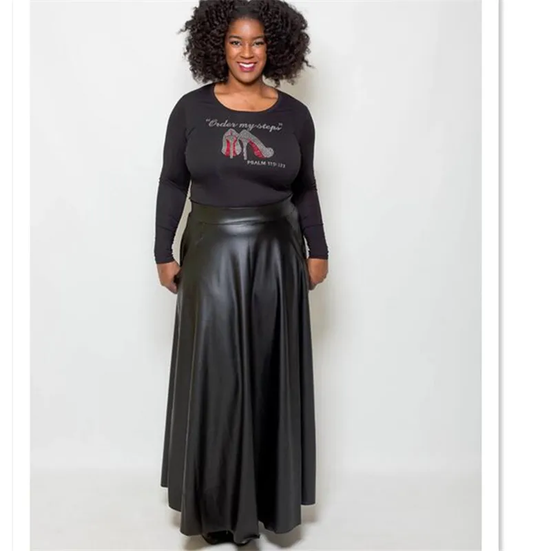 leather pleated skirt long