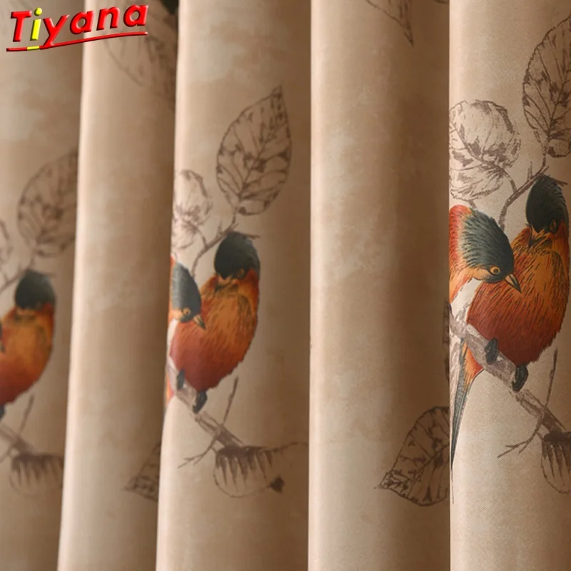 Colorful Bird Blackout Curtains Tulle Curtains for Living Room Children