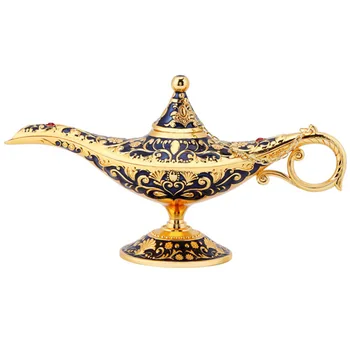 

Metal Carved Fiction Lamp Luxury Vintage Genie Magic Legend Wishing Tea Oil Pot Royal Table Decoration Art Home Furnishing Decor