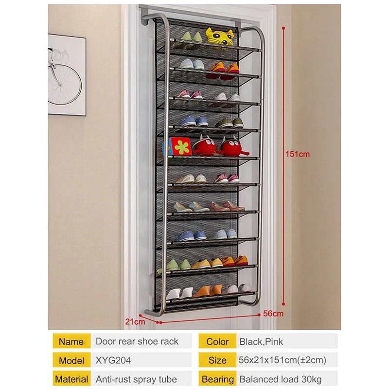 10-layer door rear shoe rack simple wall-mounted shoe cabinet breathable-type mesh storage shelves living room furniture