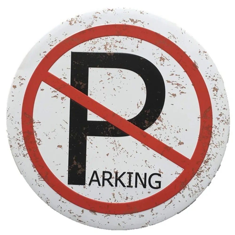 

NO Parking Round Metal Tin Sign Poster Wall Decor