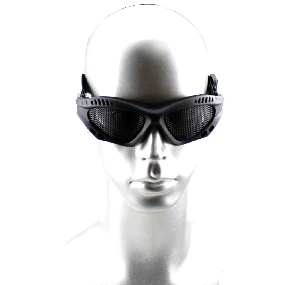 Тактические походные страйкбол очки прокладка универсальная черная металлическая сетка линзы спортивные очки оптика эластичная повязка на голову - Цвет: Black