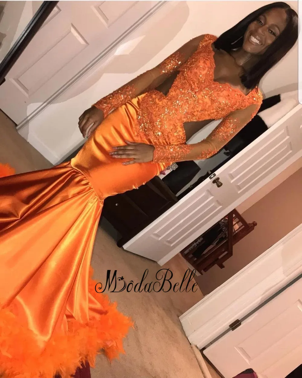 Modabelle оранжевый платье для выпускного вечера для черные платья для девочек праздничные с длинным рукавом Африканский Для женщин вечернее