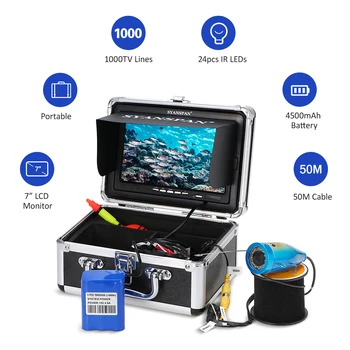 

Portable Fish Finder Monitor 1000TVL Waterproof Underwater Fishing Camera Kit 24PCS Infrared IR LEDs Ice Lake Boat Fish Finder