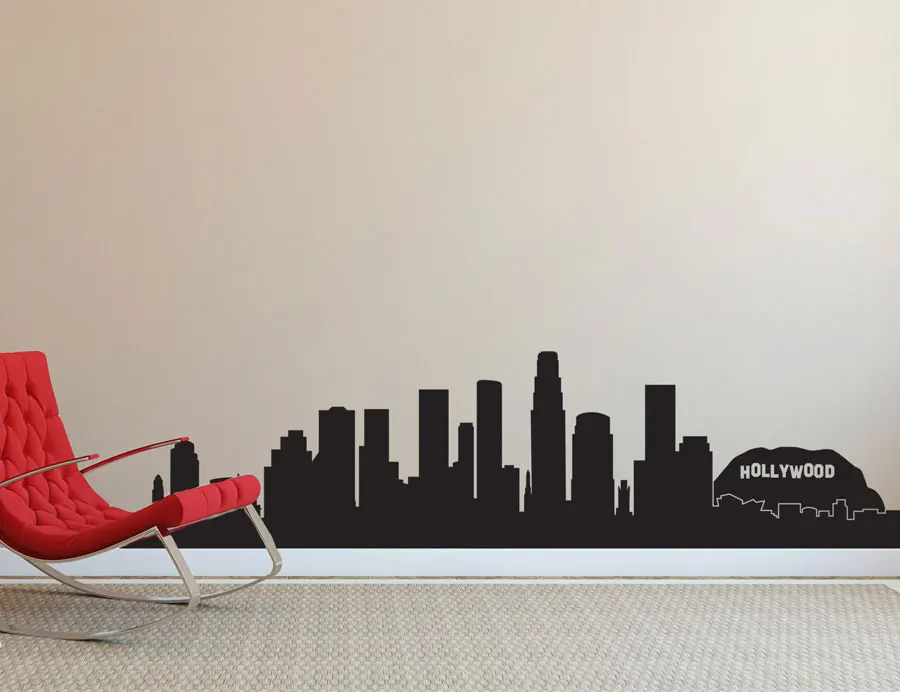 Силуэт Los Angeles LA Hollywood City Skyline Настенная Наклейка домашний декор для гостиной