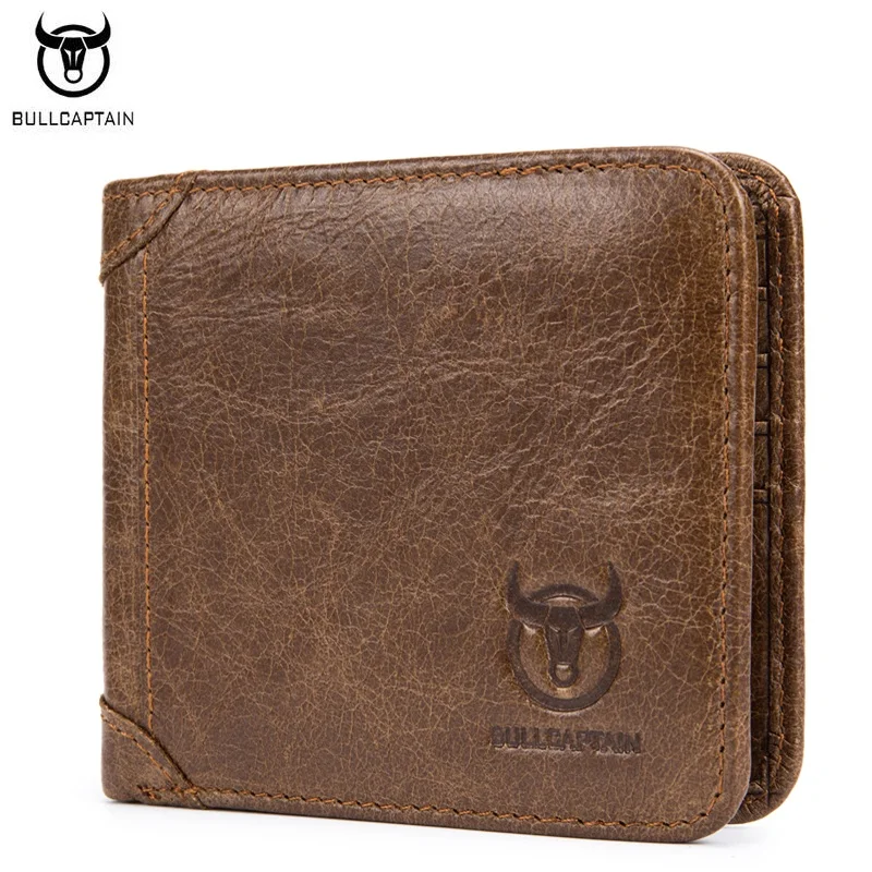 

BULLCAPTAIN New Arrival Men Wallets Genuine Leather Retro Leisure Small Wallet High Quality Male Purse Cards Holder Money Bag