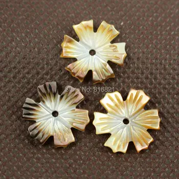

( 10 pieces/lot ) New 15x2mm Mother of Pearl Grey MOP Shell Beads Carved Flower Drilled focal Beads Charms