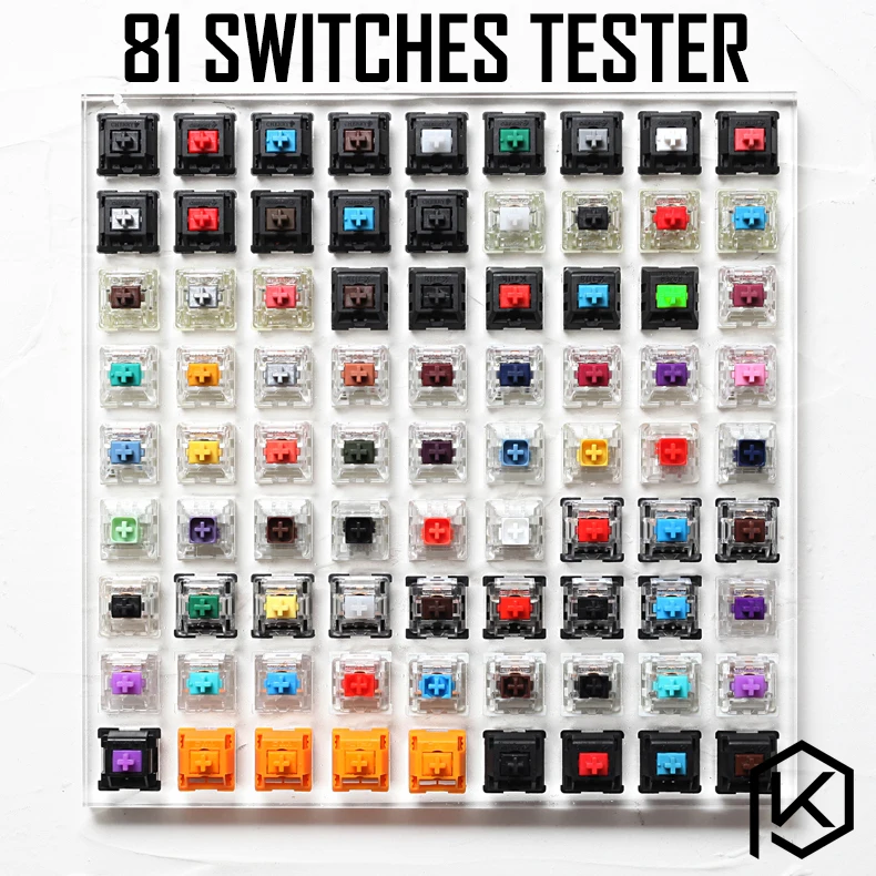 Testador com Base Acrílica em Branco Keycaps para Teclado Switch Switches Mecânico Cereja Kailh Gateron Outemu Gelo Greetech Caixa 81 - Imagem 2