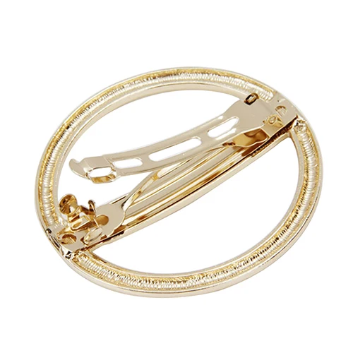Fashion Women's Hairpin Punk Circle Golden Silver Alloy Round Hair Clip Clamp Headwear
