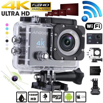 

Andoer Q3H 2" LCD Wifi Action Camera 4K 1080P Ultra-HD Wireless Sports Action Camera 16MP 170 Wide-Angle Lens w/ Waterproof Case