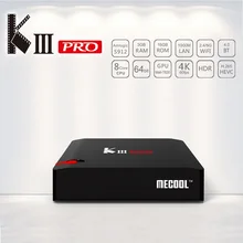 MECOOL KIII PRO DVB-S2 DVB-T2 DVB-C Android 7.1 TV Box 3 GB 16 GB Amlogic S912 Octa Core 4 K Combo CCCAM NEWCAMD Biss clave PowerVU