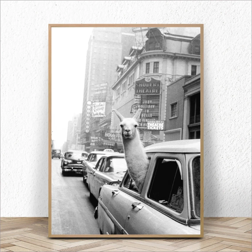 

Taxi Wall Art Canvas Painting Posters And Prints Alpaca Nordic Poster Street Wall Pictures For Living Room Picture Unframed