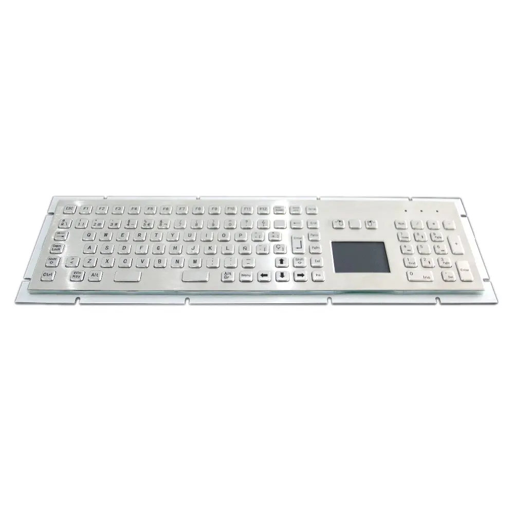 

IP65 Water Resistance Black Industrial Metal Kiosk Keyboard With Touchpad And Function Keys Ruggedized Stainless Steel Keyboard