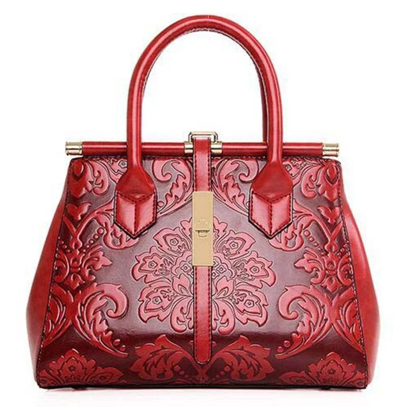 

MINCH Women's Tote Bag Fashion Retro Embossed Handle Bag High Quality PU Leather Shoulder Bag Elegant Ladies Handbag