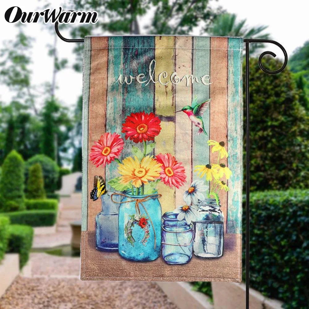 Ourwarm Burlap Garden Flag Decorations Birthday Party Diy Supplies