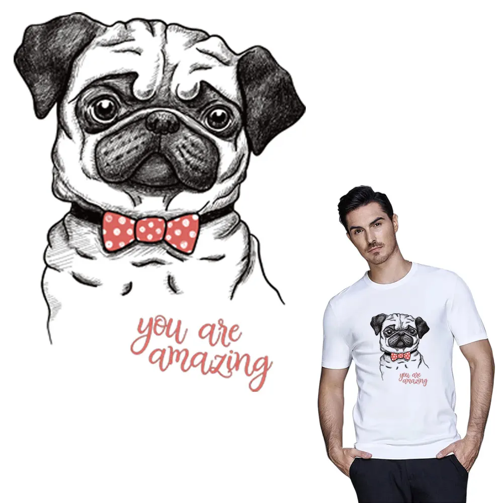 

Cute dog iron on patches band patch heat transfers for clothes A-level washable applications for clothes sew on patches
