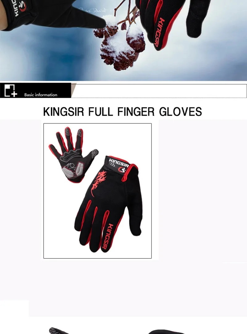 2016 Brand Men Sport Gloves Mountain Bike Full Finger Cycling Gloves Shockproof Breathable Touch Screen Thermal Gloves L-XXL  (3)