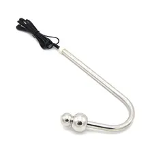 metal stainless steel electro shock anal hook g spot stimulation vagina anal dildo pull beads gay couple masturbator sex toy.