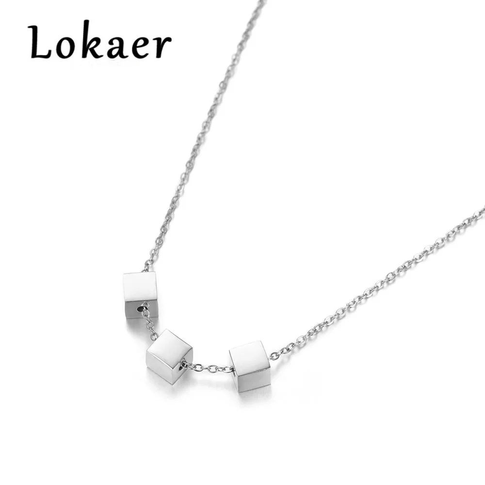 

Lokaer Classic Stainless Steel Geometric 3 Pcs Square Chokers Necklace Jewelry Lovely Pendant Necklace For Women N180010366R