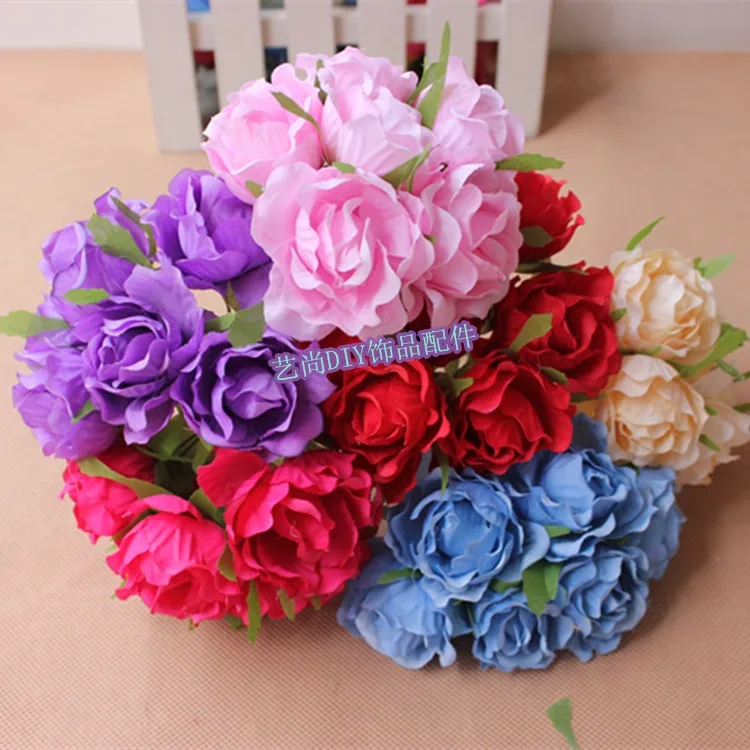 4-5CM/48PCS Small Fabric Real Touch Roses Wire Stem Artificial Flower Arrangements Silk Rose Balls Bridal Bouquet Supplies! | Дом и сад