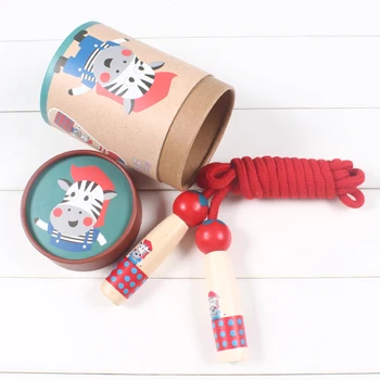 

Kids Skipping Rope Outdoor Toy Children Wooden Cartoon Animal Jumping Rope Exercise Sports Toys