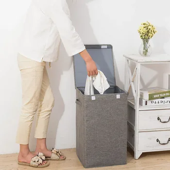 

New Fashion Waterproof Cotton And Linen Collapsible Hamper Large Storage Laundry Bucket Home Bathroom Needs Storage Basket