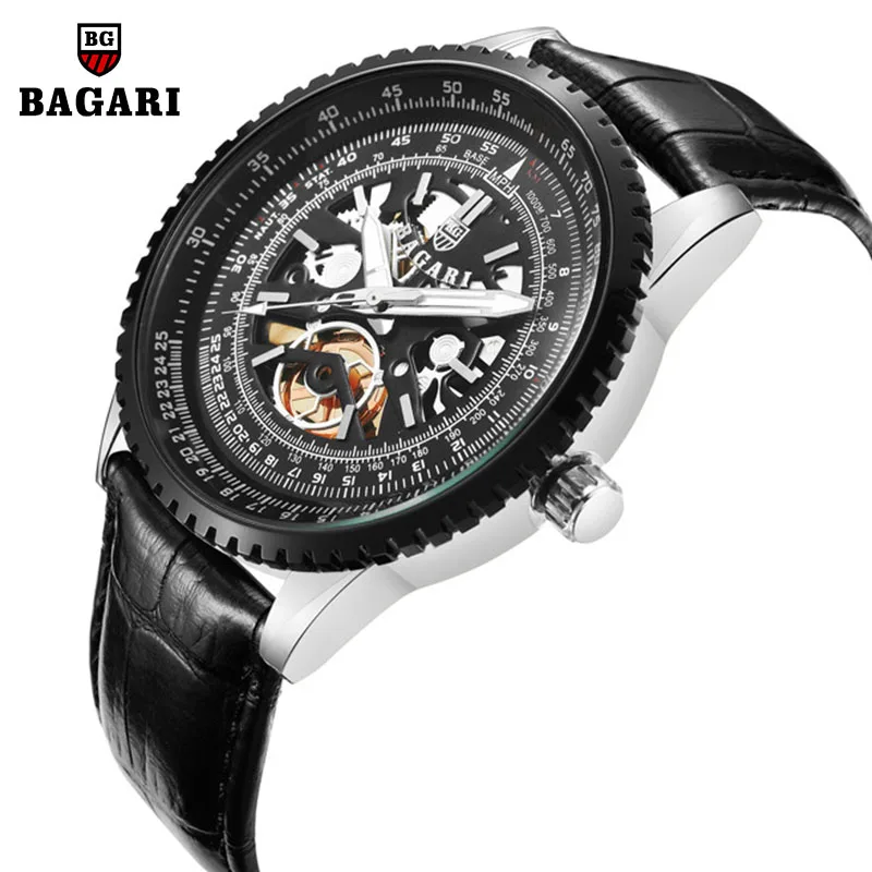 BAGARI Mens Watches 2019 Top Brand Luxury Male Clock Leather Luminous Wrist Watch Men Quartz Sport Waterproof Japanese Movement | Наручные