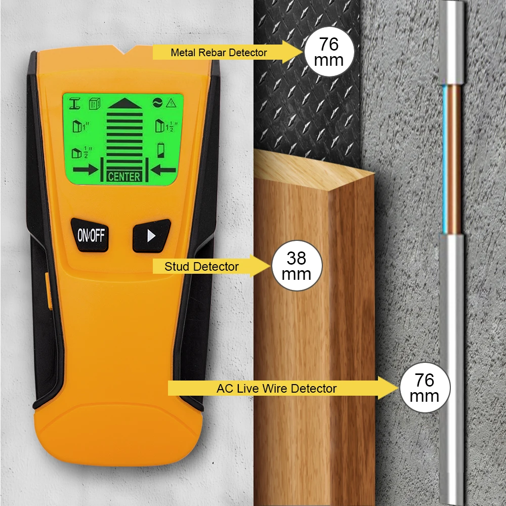 3 в 1 металлический детектор стены найти металл, дерево, штифты AC Напряжение живой провод обнаружить настенный сканер Электрический коробка искателя детектор